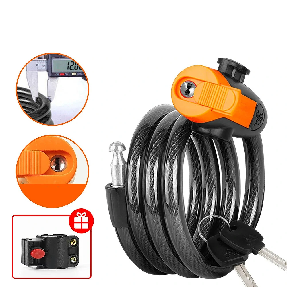 XANES Anti-thief Key Bike Lock 1.2m Length Steel Alloy Tough Protection Waterproof Portable Bicycle Lock for MTB Bicycle Road Bike — XANES