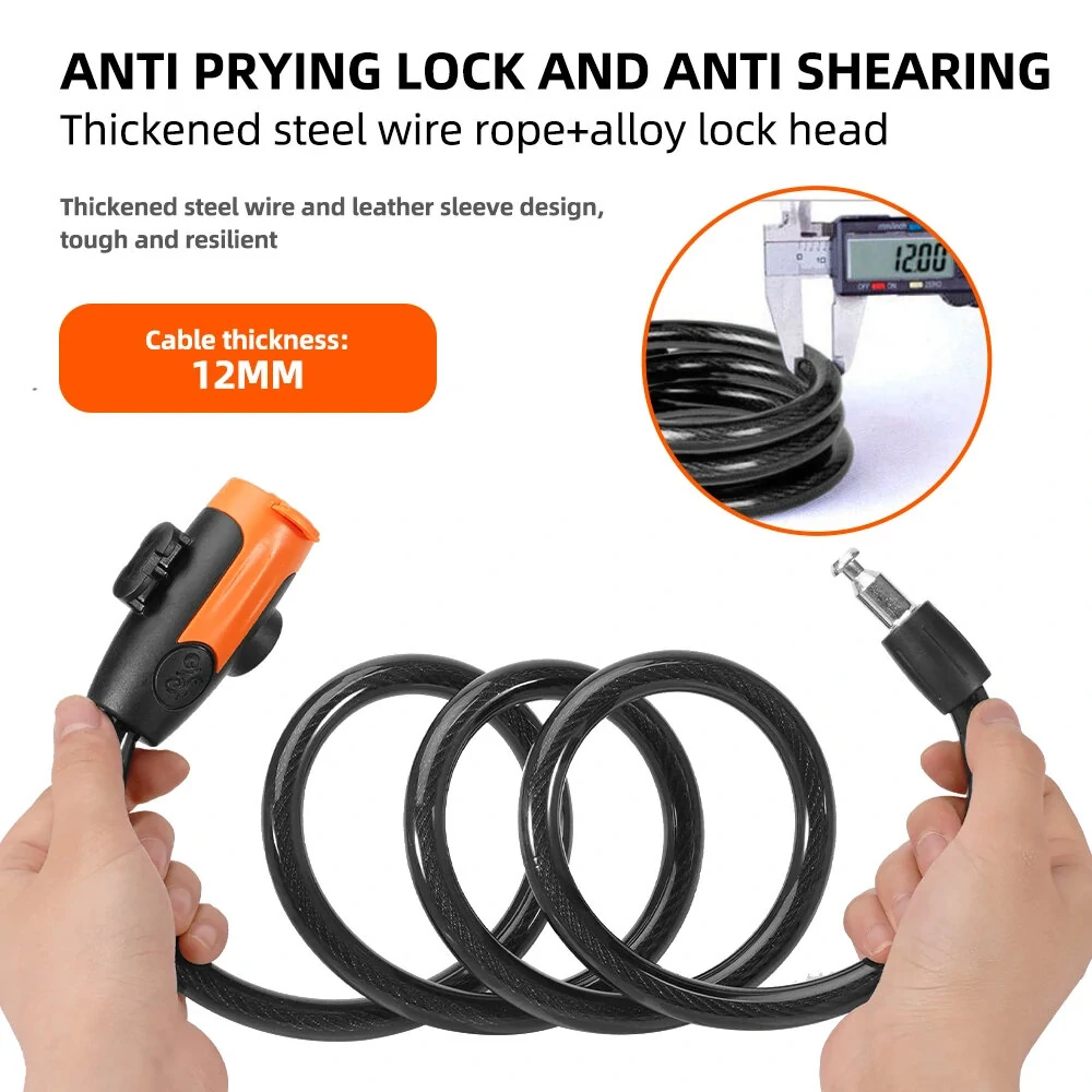 XANES Anti-thief Key Bike Lock 1.2m Length Steel Alloy Tough Protection Waterproof Portable Bicycle Lock for MTB Bicycle Road Bike — view 6