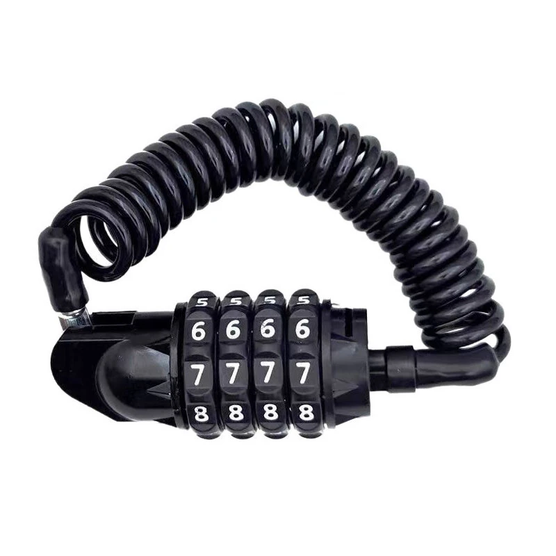 XANES Coiled Bike Lock 4-Digit Combination Anti-Theft Security Cable 1.5M Retractable Lock for Bicycle Helmet Scooter — image 1