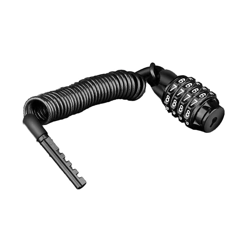 XANES Coiled Bike Lock 4-Digit Combination Anti-Theft Security Cable 1.5M Retractable Lock for Bicycle Helmet Scooter — view 2