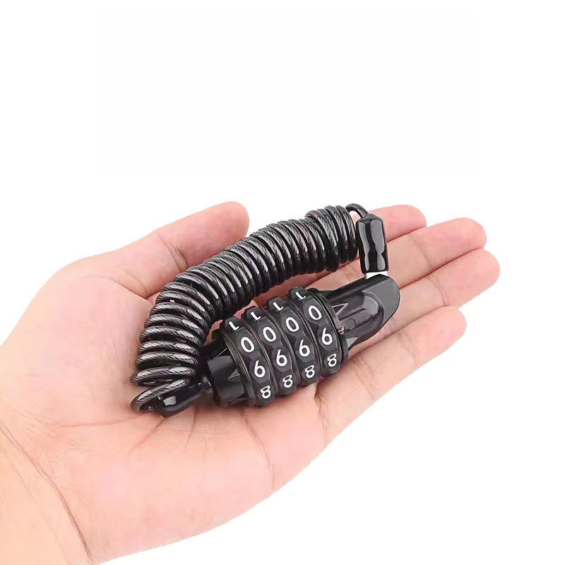 XANES Coiled Bike Lock 4-Digit Combination Anti-Theft Security Cable 1.5M Retractable Lock for Bicycle Helmet Scooter — view 3