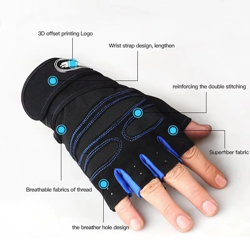 XANES Cycling Gloves Fitness Weight Lifting Wristband Half Finger Gloves Body Building Training Sports Exercise Gloves — view 5