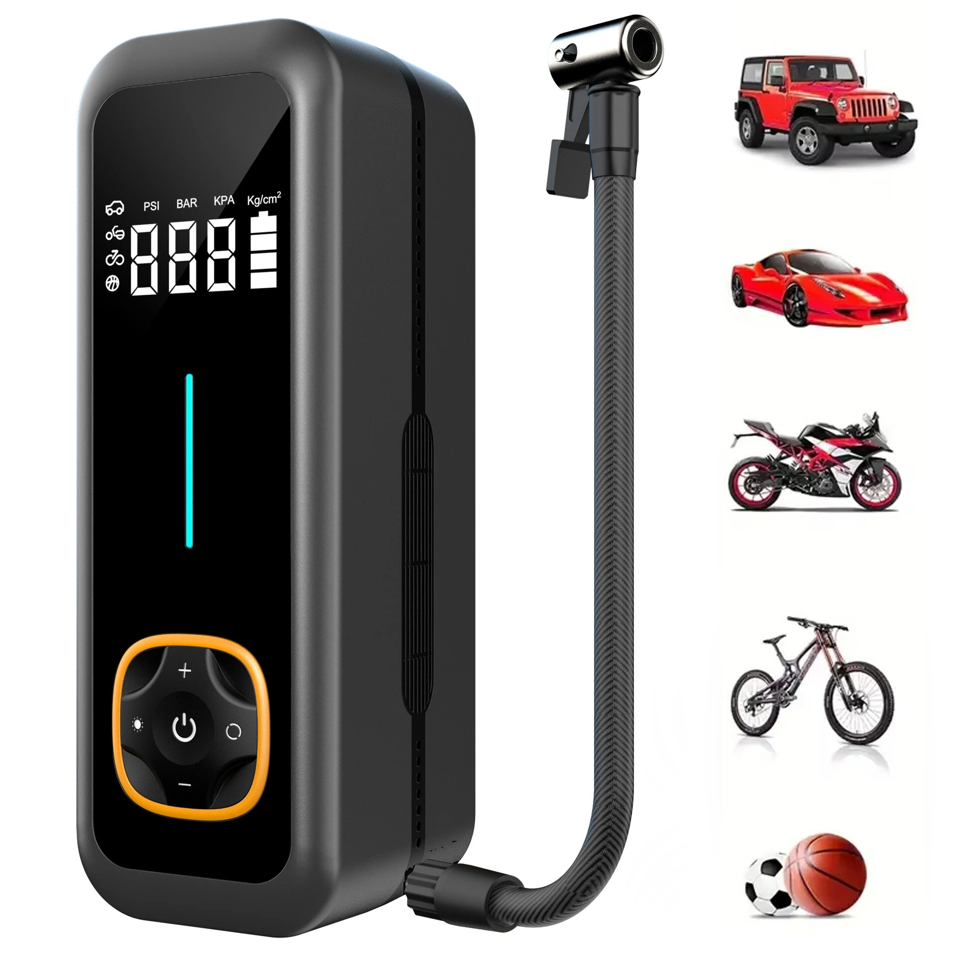 XANES Multifunctional Portable 150 PSI Electric Air Pump with Lighting Charging Digital Display Fast Inflation Tires Inflator for Bikes Motorcycles Cars Balls — image 1