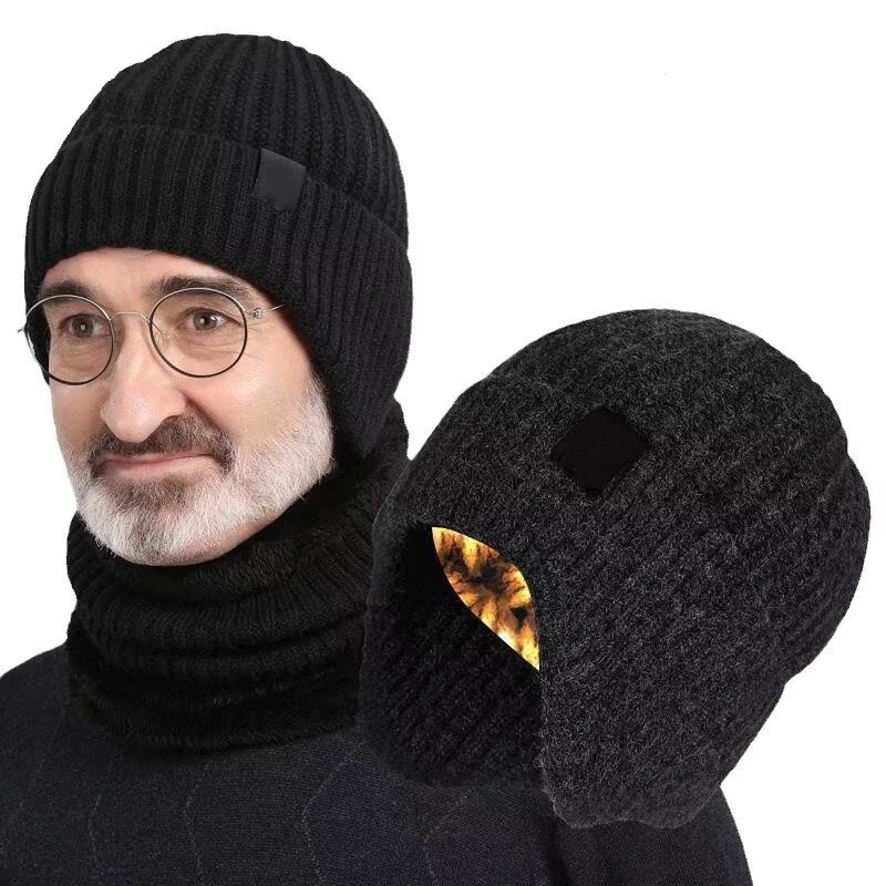 XANES Winter Bike Knitted Hat Outdoor Plush Warmth Cap Peaked Earmuff Fashion Casual Faux Fur Lined Bomber Hats Cycling Ear Protection — XANES