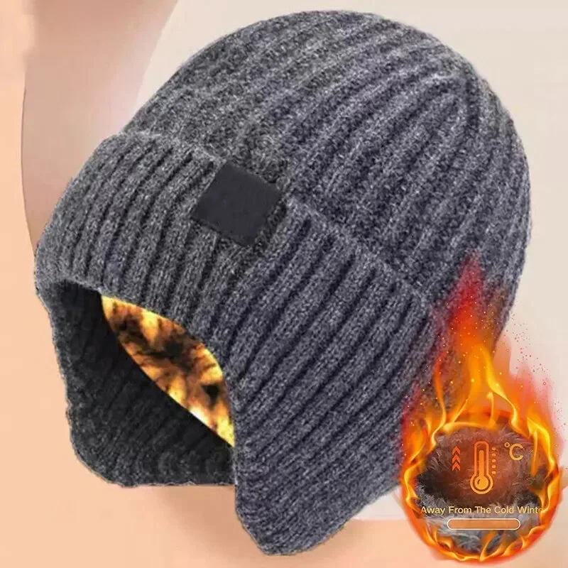 XANES Winter Bike Knitted Hat Outdoor Plush Warmth Cap Peaked Earmuff Fashion Casual Faux Fur Lined Bomber Hats Cycling Ear Protection — view 10