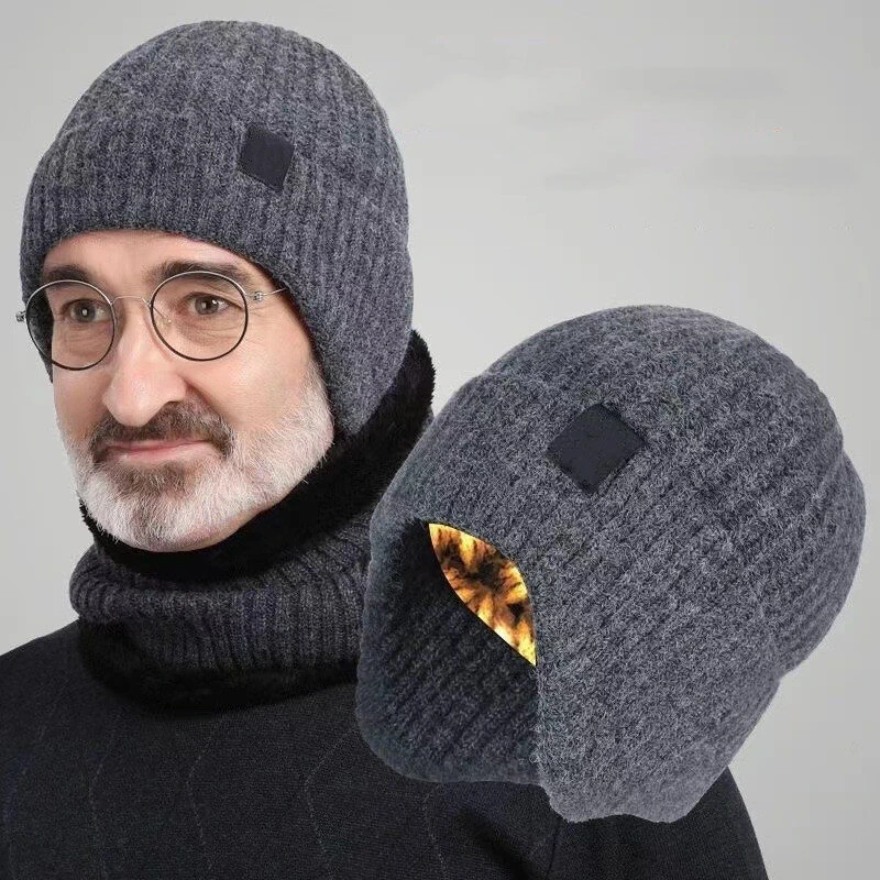 XANES Winter Bike Knitted Hat Outdoor Plush Warmth Cap Peaked Earmuff Fashion Casual Faux Fur Lined Bomber Hats Cycling Ear Protection — view 3
