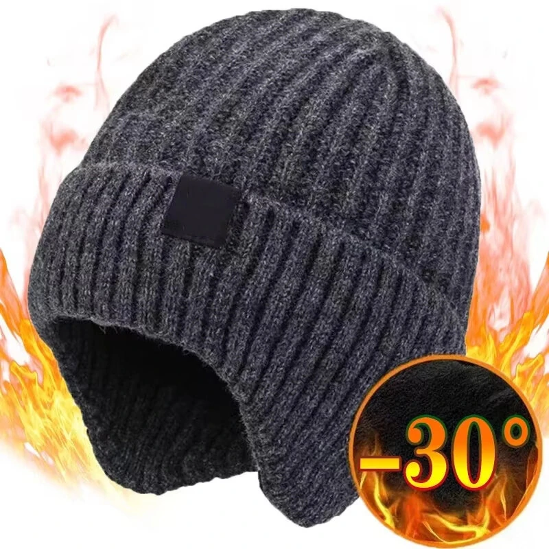 XANES Winter Bike Knitted Hat Outdoor Plush Warmth Cap Peaked Earmuff Fashion Casual Faux Fur Lined Bomber Hats Cycling Ear Protection — view 4