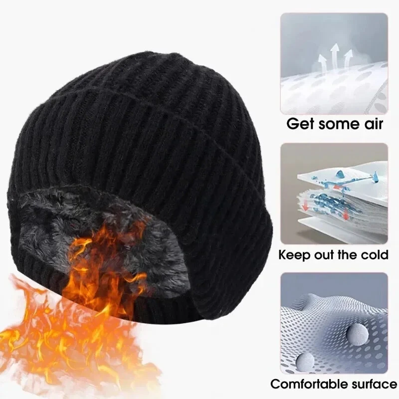 XANES Winter Bike Knitted Hat Outdoor Plush Warmth Cap Peaked Earmuff Fashion Casual Faux Fur Lined Bomber Hats Cycling Ear Protection — view 6