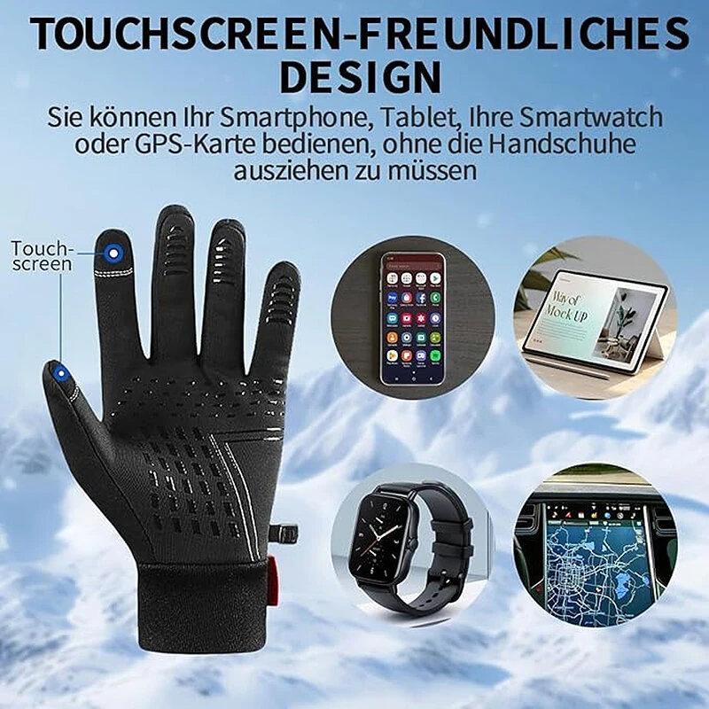 Xanes Winter Warm Bike Gloves Men Women Anti Slip Touch Screen Gloves Cold Weather Gloves Windproof Waterproof Winter Warm Gloves for Skiing Cycling Skating — view 6