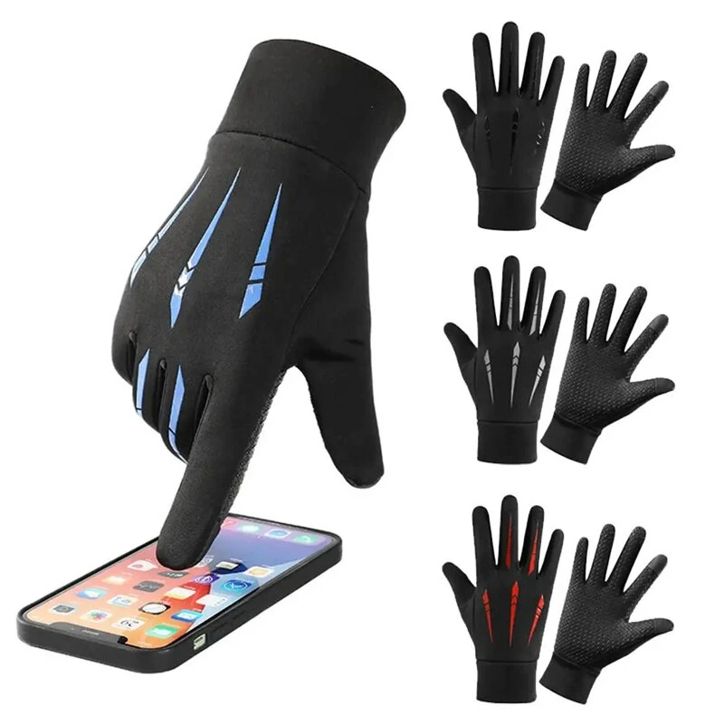 XANES Winter Waterproof Cycling Gloves Outdoor Sports Running Motorcycle Ski TouchScreen Fleece Gloves Non-slip Warm Full Finger for Riding Climbing Skiing Hiking Fishing — XANES