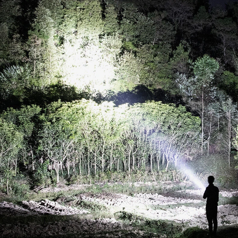 XANES® P500 Double Light 500m Long Range Strong Flashlight with COB Sidelight USB Rechargeable Powerful Handheld Spotlight LED Searchlight — view 5
