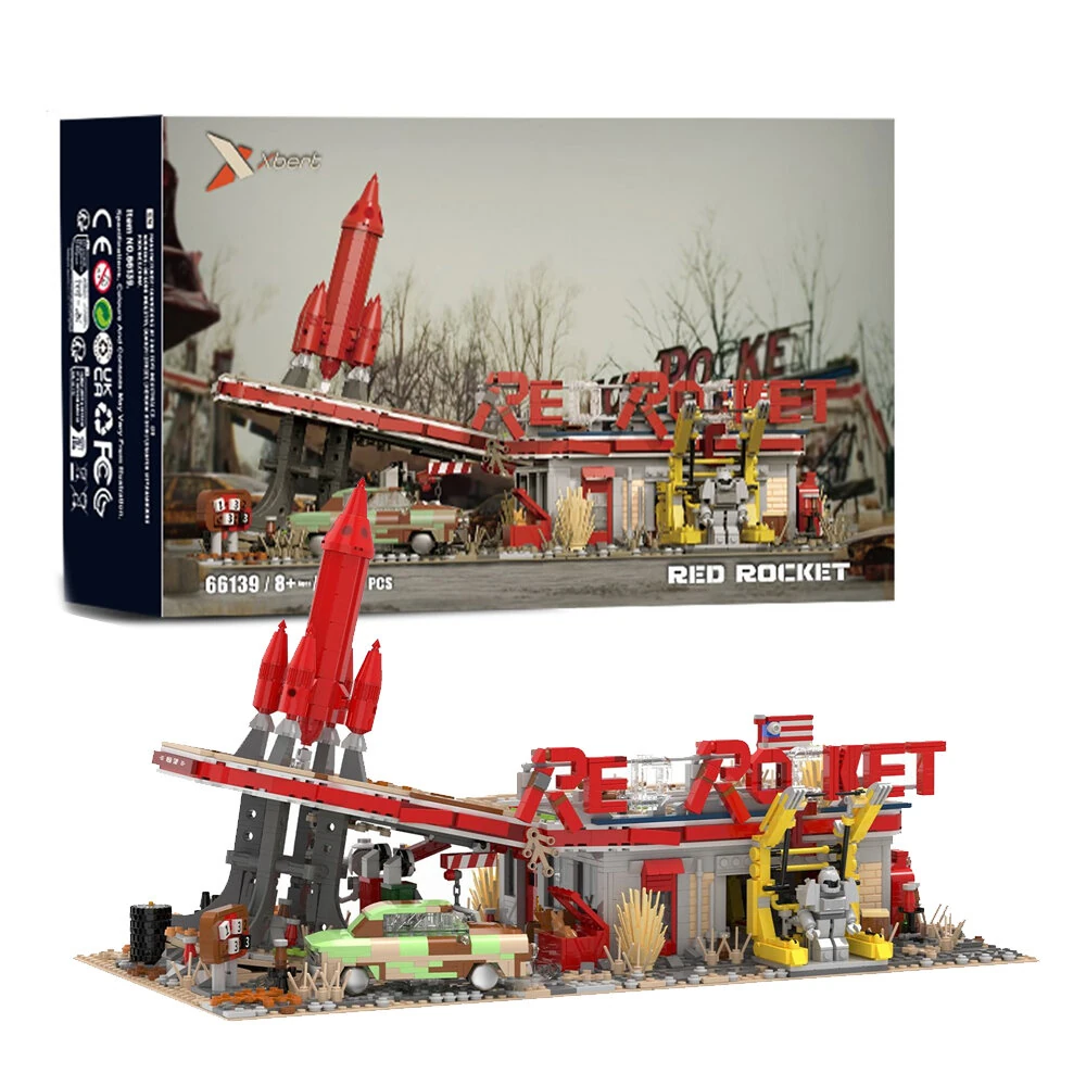 Xbert Brix 66139 RED ROCKET Restaurant Building Block Set 2447PCS 66141 Aerospace Building Block Set 1623PCS Brick Assembly Kit for Children's Gifts Creative Desktop Ornaments Toys