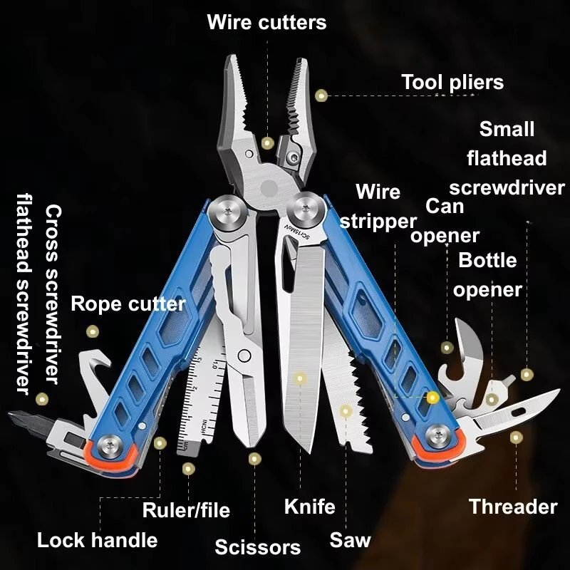 XGear Model-X Multi-Tool 14-in-1 Foldable Stainless Steel Compact Portable Outdoor Survival Tool Lightweight for Camping and DIY — view 3