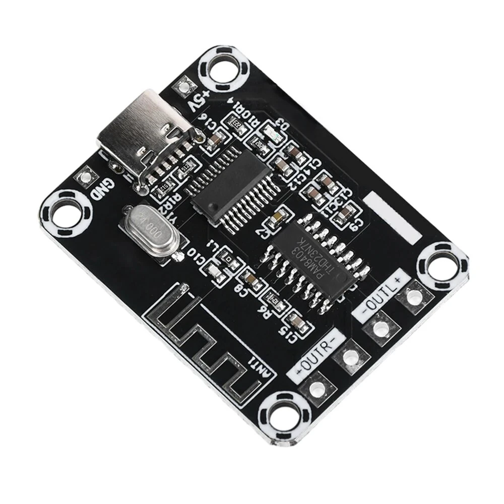 XH-A155 PAM8403 Mini Class D bluetooth Digital Power Amplifier Board 5W+5W DC5V TYPE-C Power Supply Audio Amplifier Module — image 1