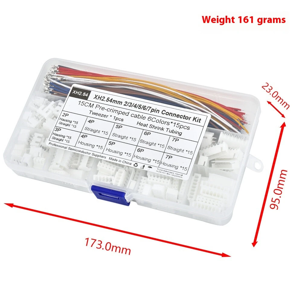 XH2.54 Connector Kit Pre-crimped Wire 150mm 2P 3P 4P 5P 6P 7P Housing Straight Pin Heat Shrink Tubing Electronics Projects — view 4