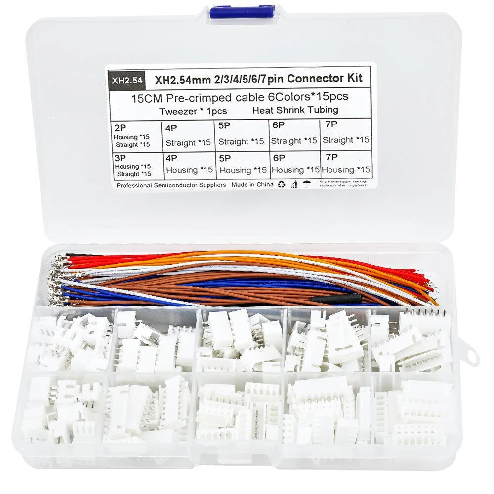 XH2.54 Connector Kit Pre-crimped Wire 150mm 2P 3P 4P 5P 6P 7P Housing Straight Pin Heat Shrink Tubing Electronics Projects — view 5