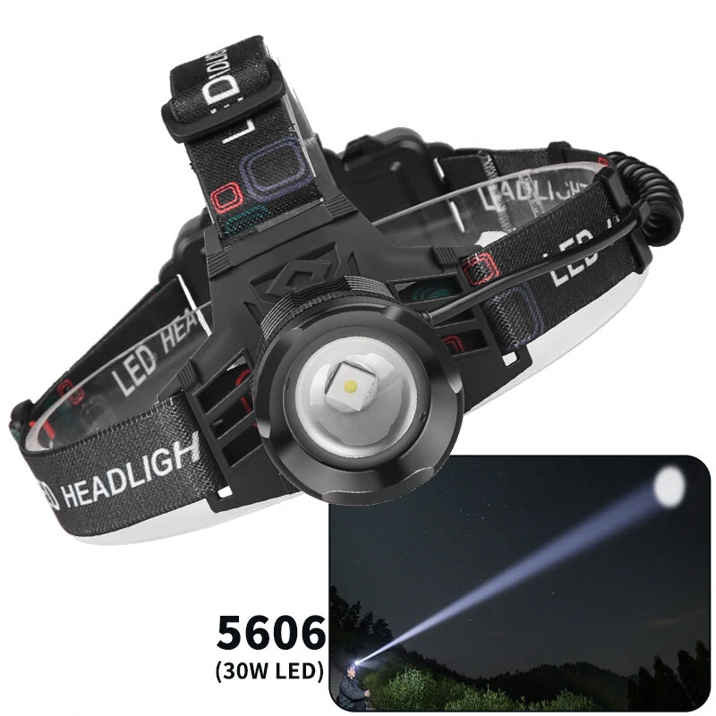 XHP70 30W LED White Blue Yellow Light USB Rechargeable Headlamp Ultra Light Bright LED Headlight Portable Front Head Light Fishing Flashlight with 18650 Battery — view 2