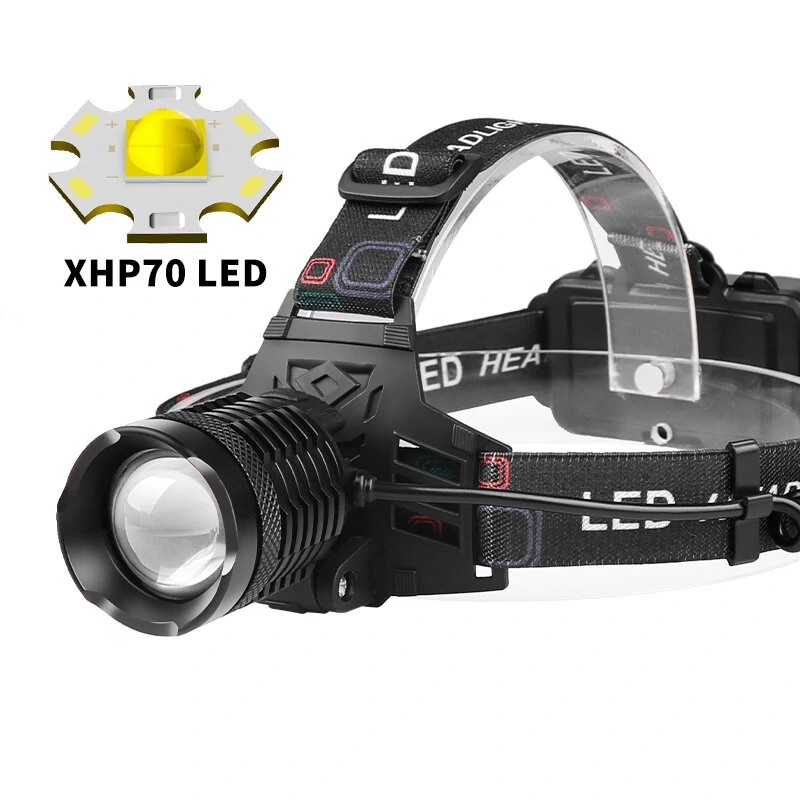 XHP70 30W LED White Blue Yellow Light USB Rechargeable Headlamp Ultra Light Bright LED Headlight Portable Front Head Light Fishing Flashlight with 18650 Battery — view 5