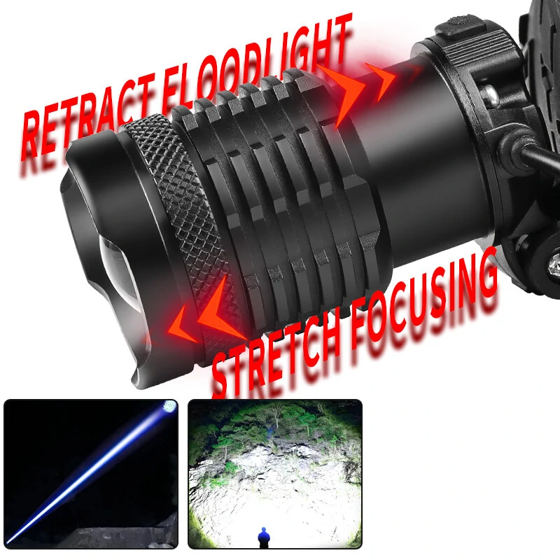 XHP70 30W LED White Blue Yellow Light USB Rechargeable Headlamp Ultra Light Bright LED Headlight Portable Front Head Light Fishing Flashlight with 18650 Battery — view 8