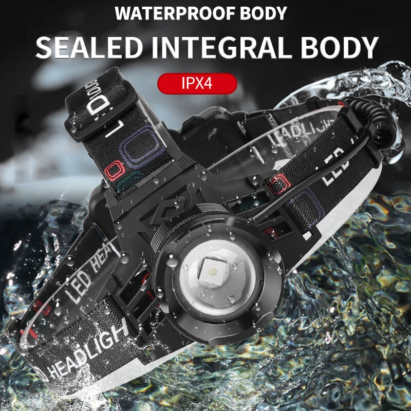 XHP70 30W LED White Blue Yellow Light USB Rechargeable Headlamp Ultra Light Bright LED Headlight Portable Front Head Light Fishing Flashlight with 18650 Battery — view 9
