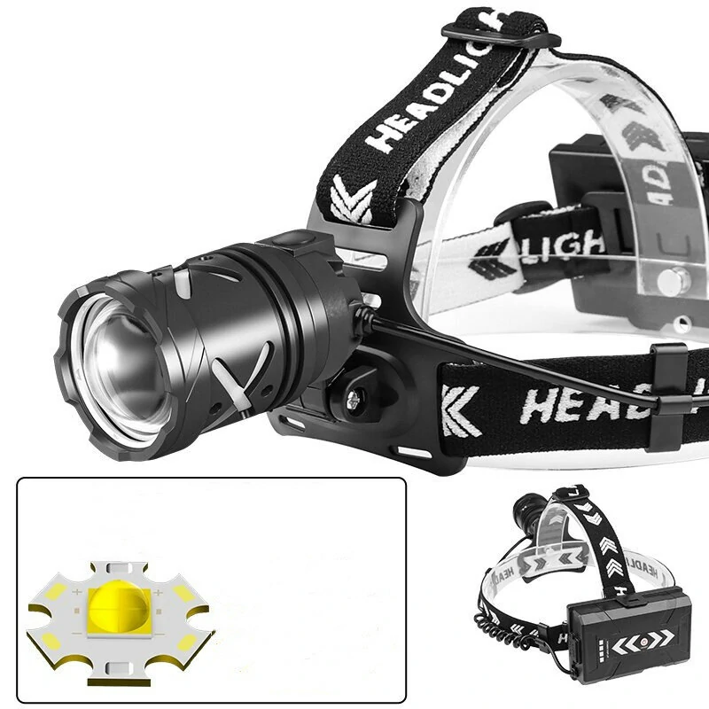 XHP70 Bright LED Headlamp Long-Range Rechargeable Adjustable Focus Outdoor Headlight Head Light — view 2