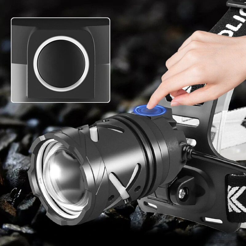 XHP70 Bright LED Headlamp Long-Range Rechargeable Adjustable Focus Outdoor Headlight Head Light — view 5
