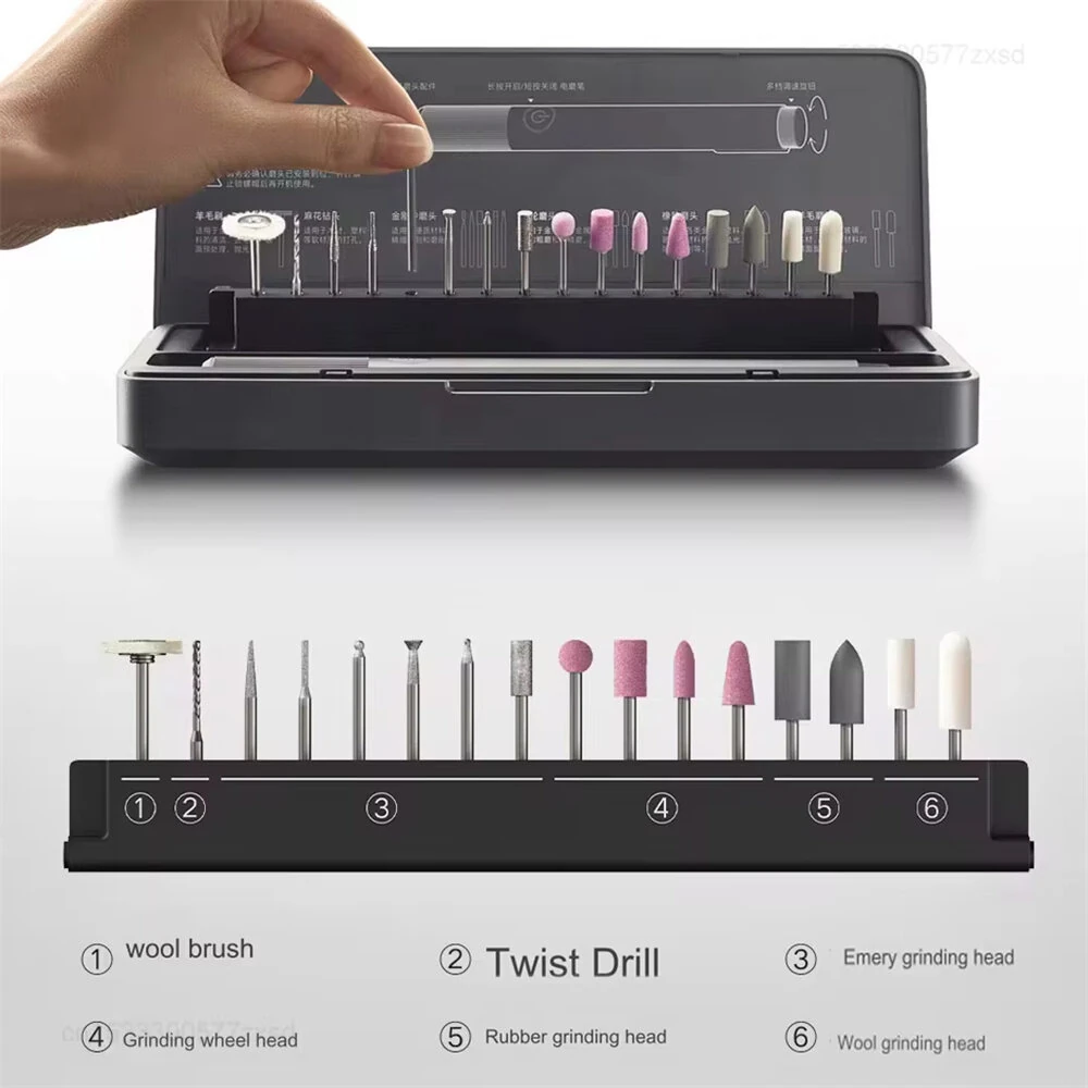 Xiaomi Mijia Electric Engraving Pen Set Mini Drill Variable Speed 800mAh Battery Type-C Charging 16 Grinding Heads Tool-Free Accessory Change — view 3