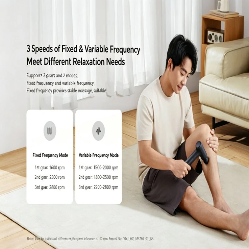 XIAOMI MIJIA Long-Handled Fascia Gun 3 With 3 Massage Heads 12kg Thrust 3-Level Speed 1900mAh Battery Portable Muscle Massager for Home Office — view 5