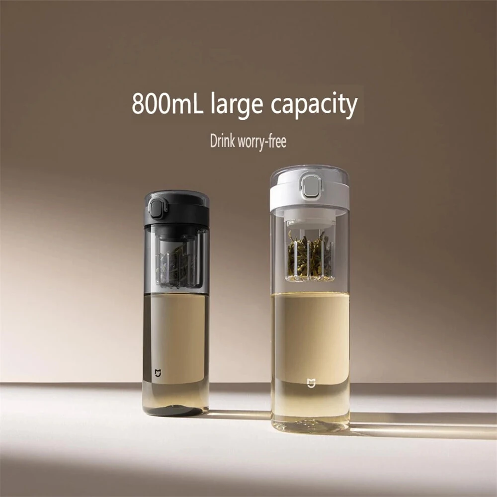 XIAOMI Mijia Magnetic Tea Infuser Bottle 800ml Tritan Water Bottle with One-Touch Lid, Leak-Proof Travel Tea Maker for Hot and Cold Drinks — view 4