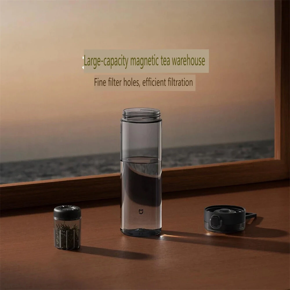 XIAOMI Mijia Magnetic Tea Infuser Bottle 800ml Tritan Water Bottle with One-Touch Lid, Leak-Proof Travel Tea Maker for Hot and Cold Drinks — view 5