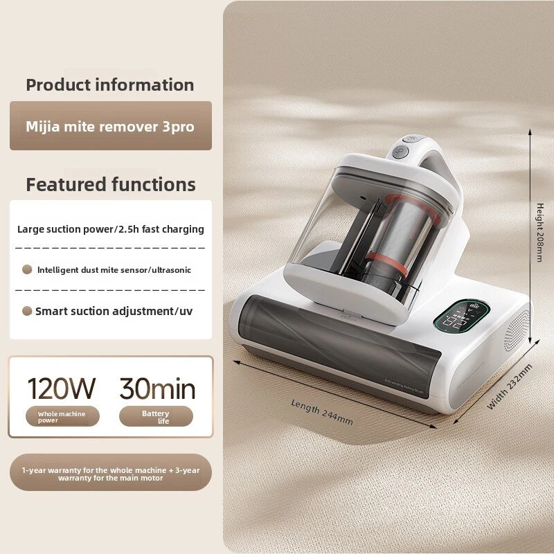 Xiaomi Mijia Mite Remover 3 Pro 17000Pa UV Sterilization Wireless Vacuum with Ultrasound 6 Layer Filtration Fast Charging — view 7