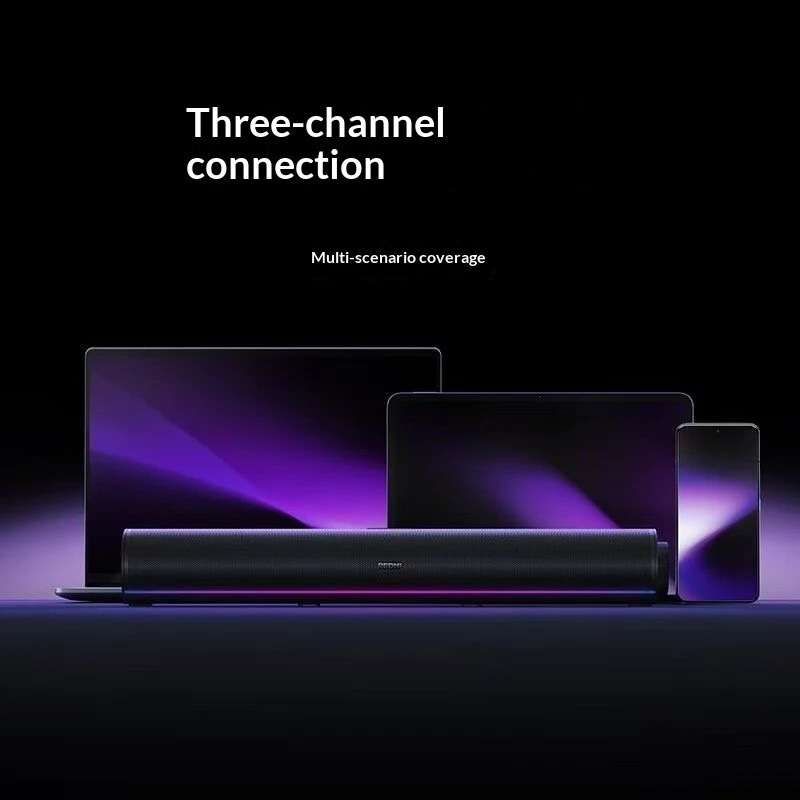 XIAOMI REDMI 20W Computer Speaker Wired bluetooth Soundbar with Side Multifunctional Knob Powerful Quad Drivers CGEC Certificated DSP Technology RGB Light Support USB AUX Playback USB Wired Desktop Soundbar — view 6