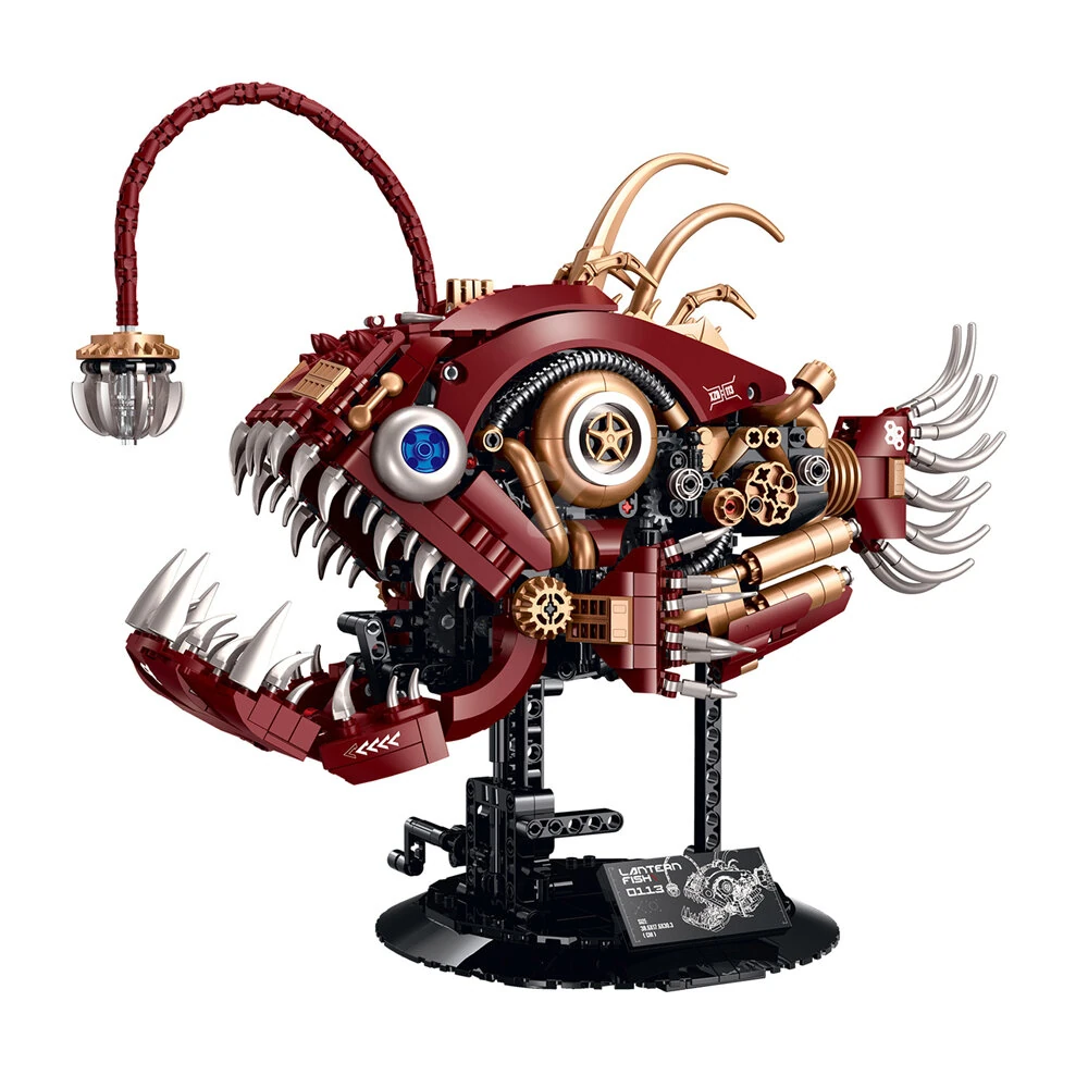 XINZHUAN XZ0113 Cyber Lantern Fish Anglerfish Dynamic Mechanical Desktop Ornament Building Block Brick Assembly Kit Kids Christmas Gift — view 2
