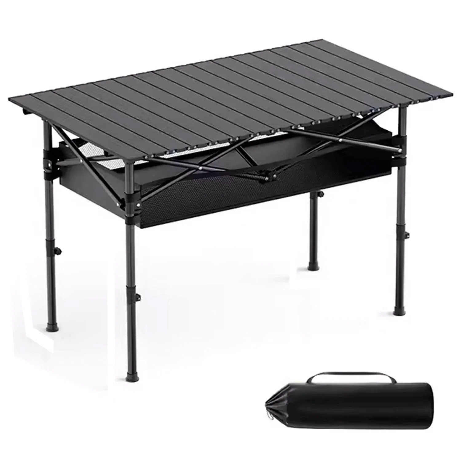 Xmund 120*55cm Outdoor Picnic Table with Net Pockets, Portable Egg Roll Table With Easy Carrying Bag Lightweight For Self-Driving Trips Egg Roll Long Table Portable Camping Folding Desk — view 2
