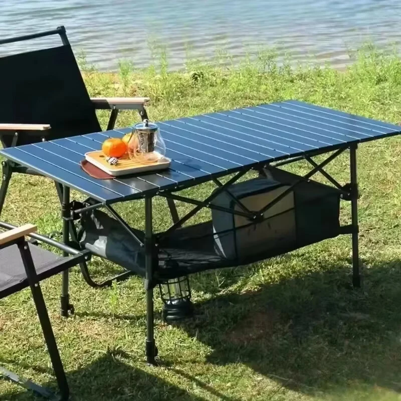 Xmund 120*55cm Outdoor Picnic Table with Net Pockets, Portable Egg Roll Table With Easy Carrying Bag Lightweight For Self-Driving Trips Egg Roll Long Table Portable Camping Folding Desk — view 3