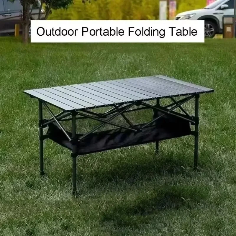Xmund 120*55cm Outdoor Picnic Table with Net Pockets, Portable Egg Roll Table With Easy Carrying Bag Lightweight For Self-Driving Trips Egg Roll Long Table Portable Camping Folding Desk — view 4