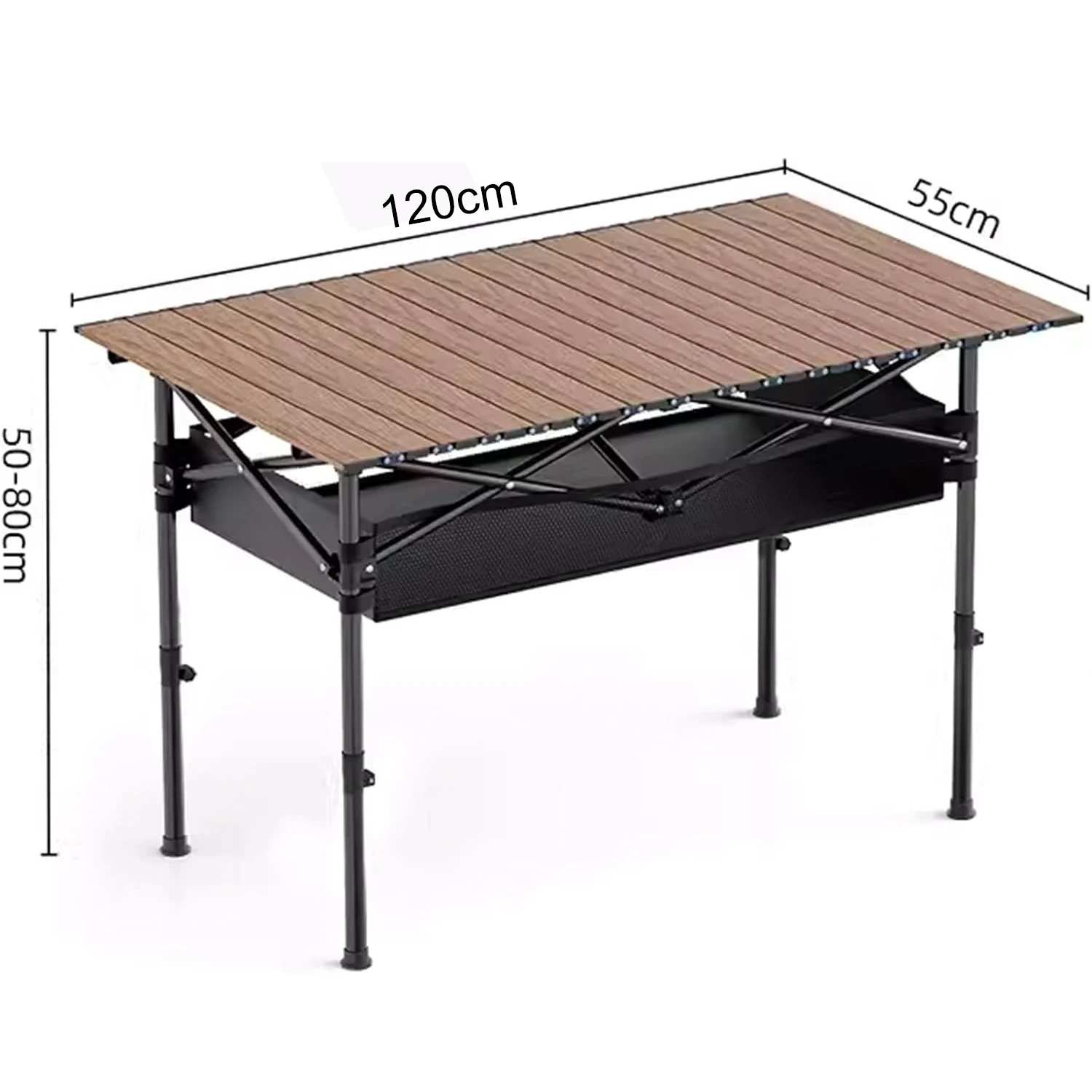 Xmund 120*55cm Outdoor Picnic Table with Net Pockets, Portable Egg Roll Table With Easy Carrying Bag Lightweight For Self-Driving Trips Egg Roll Long Table Portable Camping Folding Desk — view 6