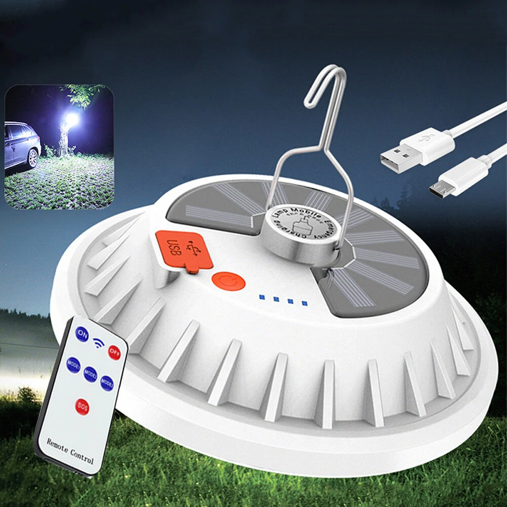 XMUND 2 in 1 300W Solar LED Camping Light Remote Control Tent Light Hang Fishing Night Light Emergency Work Lamp Power Bank V6 Series — Xmund