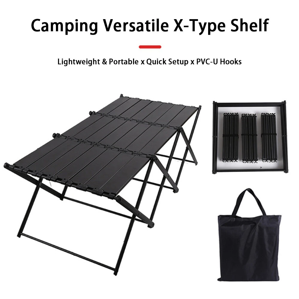Xmund 2-in-1 Ultra-Light Outdoor Folding Shelves and Tables Camping Portable Multi Layer Shelves Table Picnic Supplies Equipment Storage  for Outdoor Camping, Picnics, BBQs — view 5