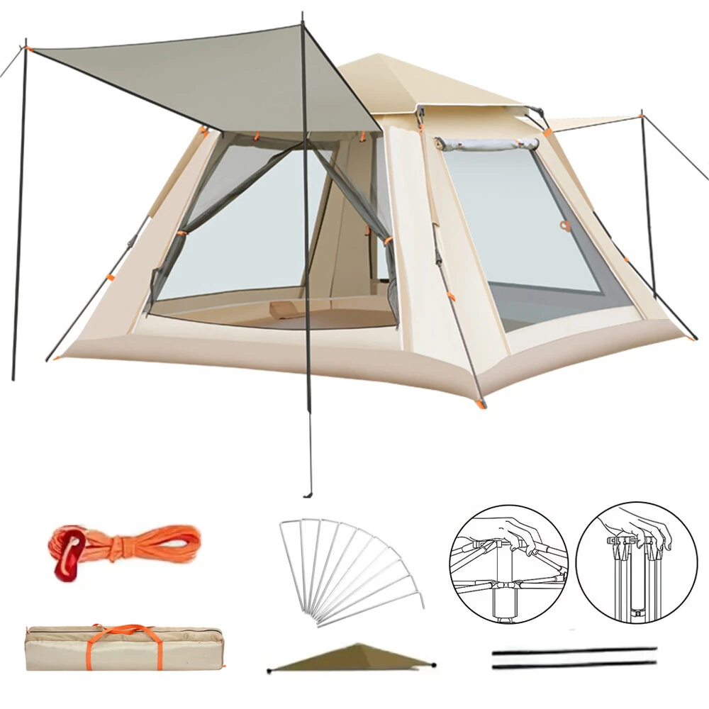 Xmund 3-4 Person Portable Fully Automatic Quick Opening Tent Outdoor Camping Thickening Foldable Tent Beach Park Folding Oxford Waterproof Tent — view 10