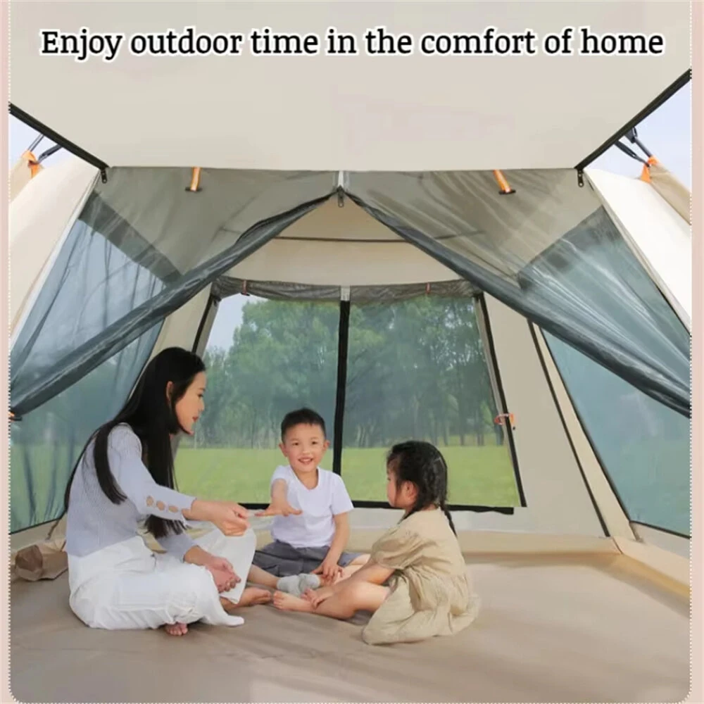 Xmund 3-4 Person Portable Fully Automatic Quick Opening Tent Outdoor Camping Thickening Foldable Tent Beach Park Folding Oxford Waterproof Tent — view 6