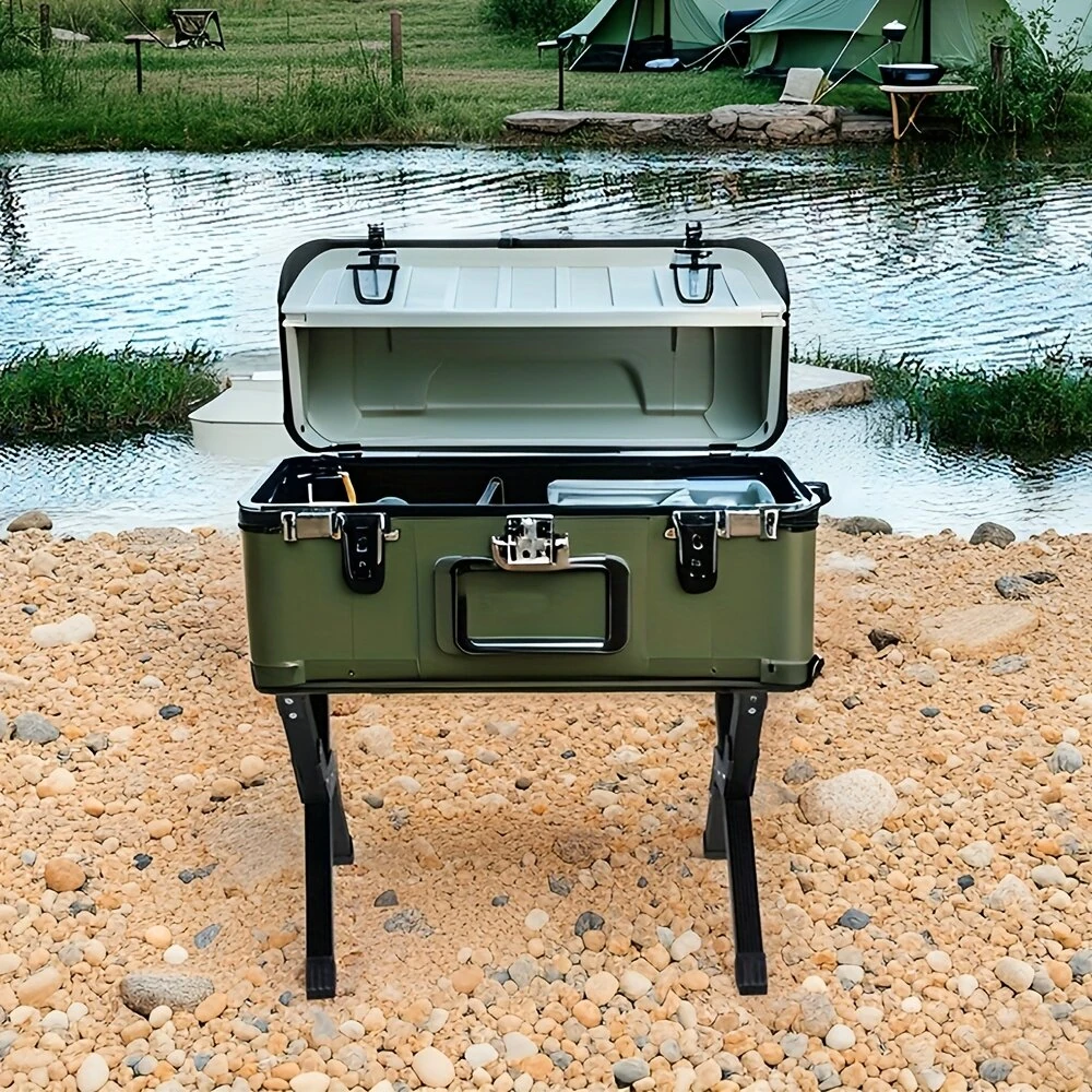 Xmund Aluminum Alloy Folding Stand Frame Adjustable Portable Outdoor Camping Stand for BBQ Fishing Luggage — view 6