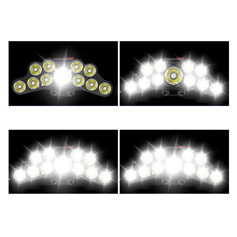 XMUND Camping Headlight Head Flashlight Head Light 11 LED Headlamp Rechargeable Powerful Head Lamp Built-in Rechargeable 18650 Battery — view 3
