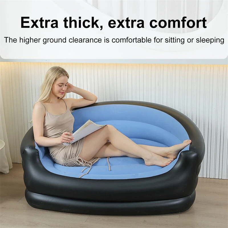 Xmund Double People Inflatable Couch Outdoor Air Sofa Blow Up Couches Lazy Sofa for Camping — view 3