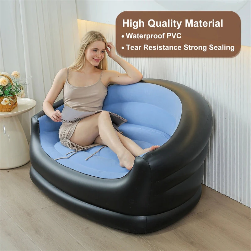Xmund Double People Inflatable Couch Outdoor Air Sofa Blow Up Couches Lazy Sofa for Camping — view 4