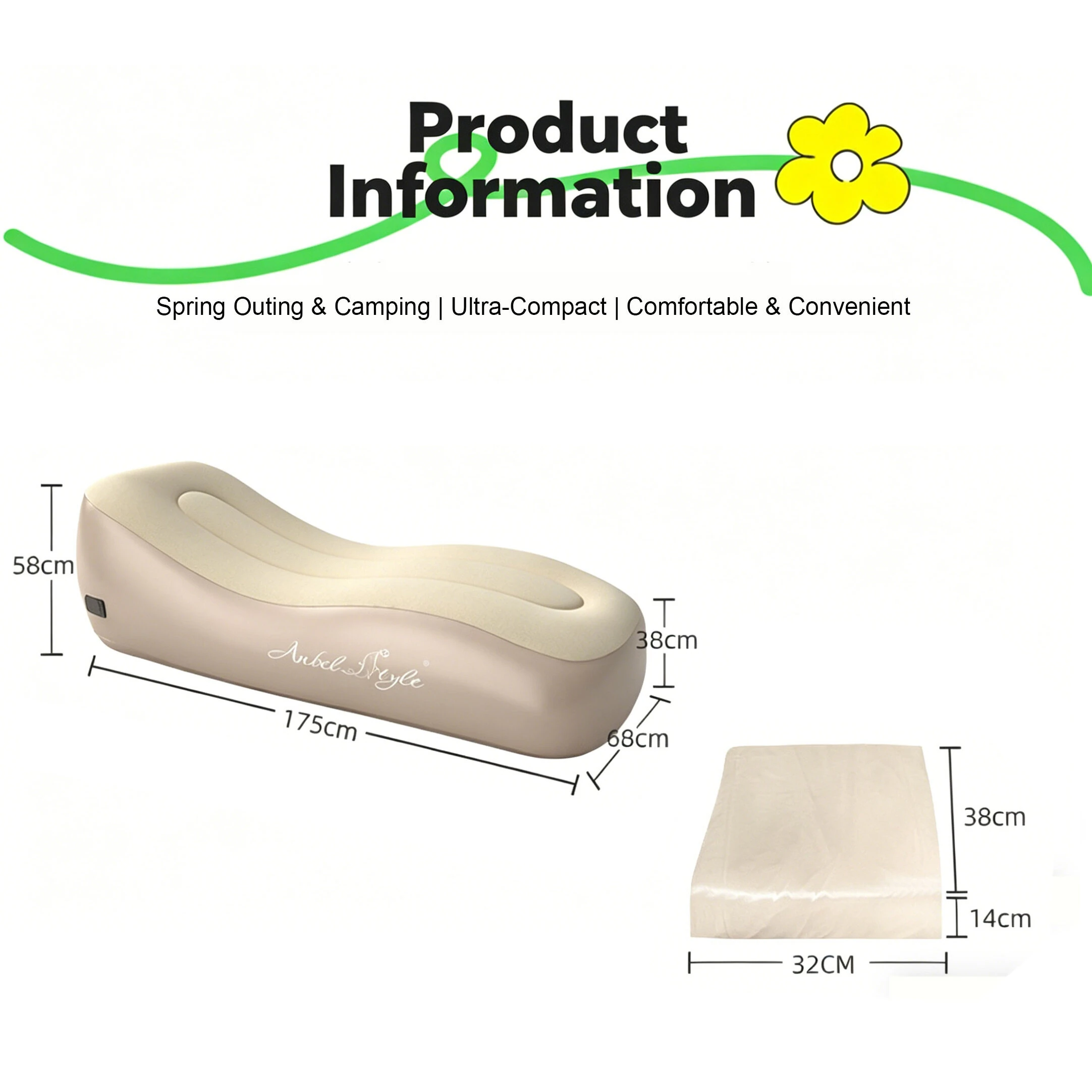 Xmund Fast Inflatable Air Sofa Bed, Outdoor Portable Air Mattress, Lazy Camping Automatic Inflatable Sleeping Mat 175*68cm — view 5