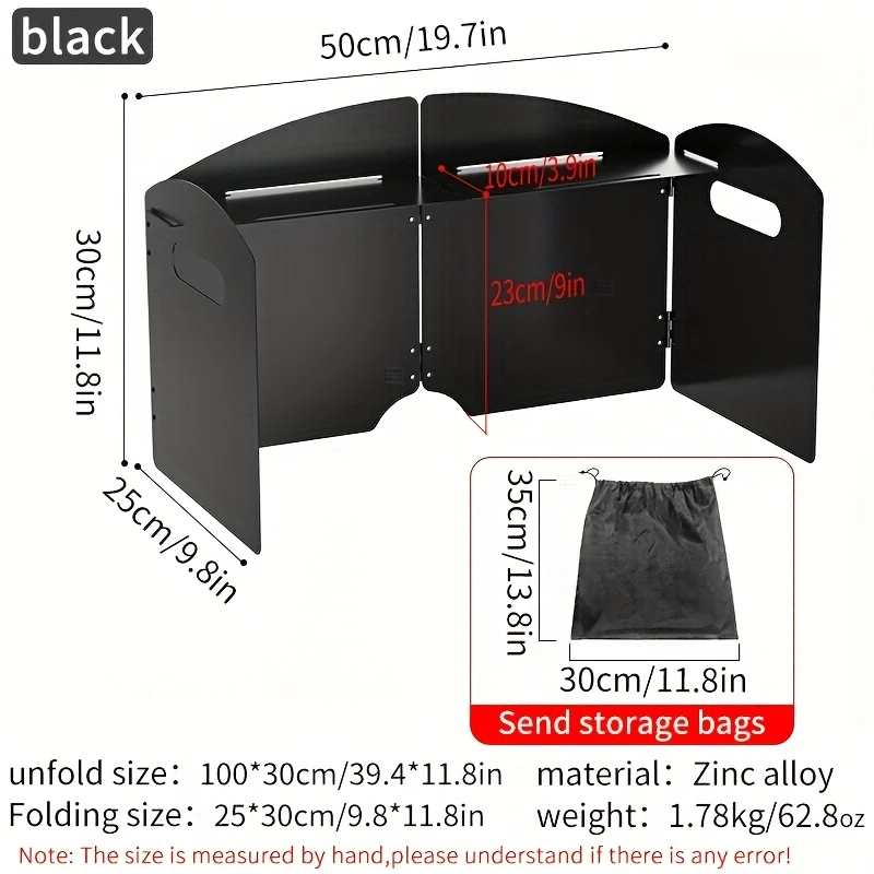 Xmund Foldable Windshield for Camping Stove, Outdoor Firewood Saving Windproof Cover, Cooking Burner Windproof Board with Stove Top Rack for Gas Stove — view 2
