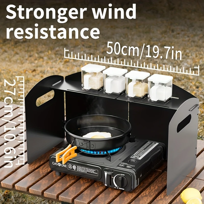 Xmund Foldable Windshield for Camping Stove, Outdoor Firewood Saving Windproof Cover, Cooking Burner Windproof Board with Stove Top Rack for Gas Stove — view 7