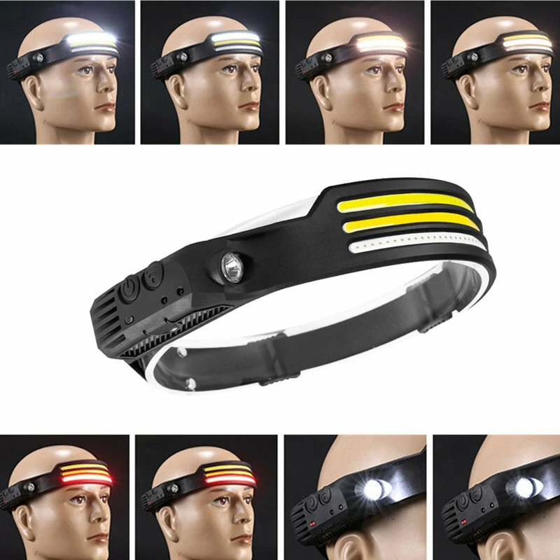 XMUND Multi-function Wave Induction COB LED Headlight Outdoor Riding Light USB Charging Night Running Light Strong Light Headlamp W689-3 — Xmund