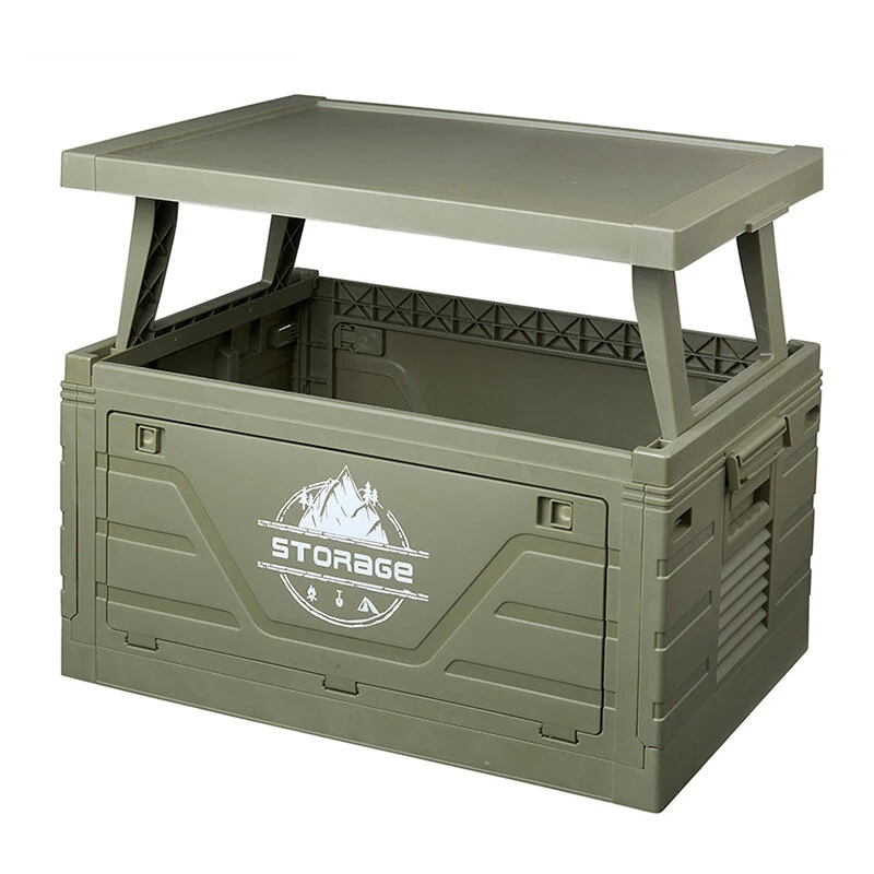 Xmund Outdoor Camping Folding Large Size Storage Box with Table Car Storage Travel Storage Bag Camping Equipment Tableware Organizing Box — view 2